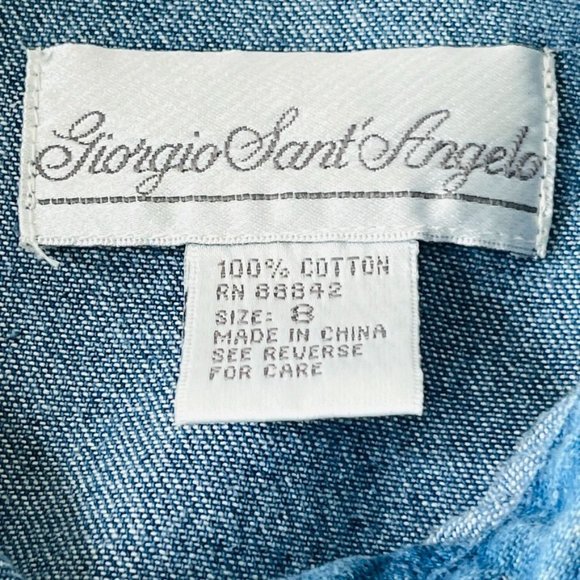 Giorgio Sant Angelo Denim Shirt Dress Size 8  70's Belted Long Sleeve Collared - Picture 11 of 12
